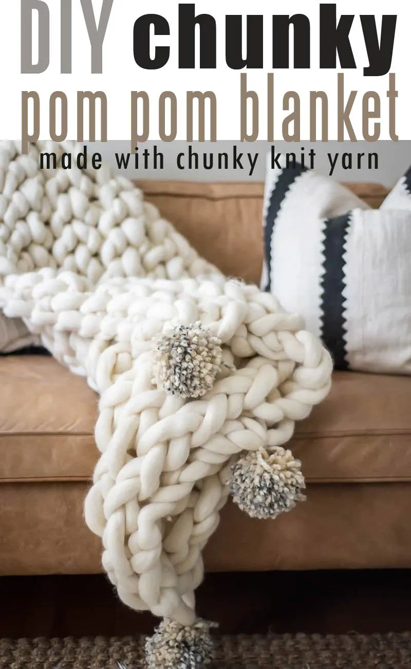 Arm Knit Blanket with Pom Poms by Place of My Taste