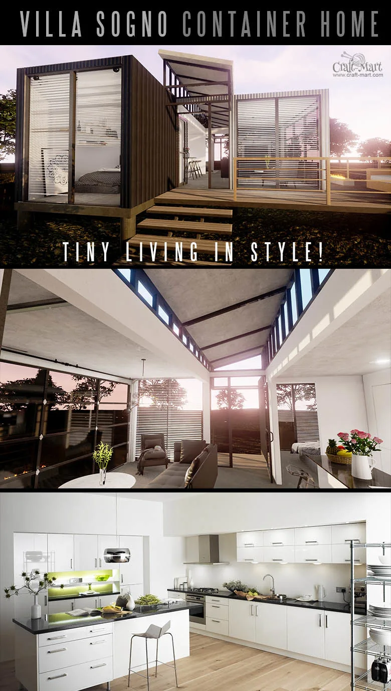 Shipping container Home Villa with tons of space. Tiny home can be elegant and beautiful even if it's built out of shipping containers. #tinyhouse