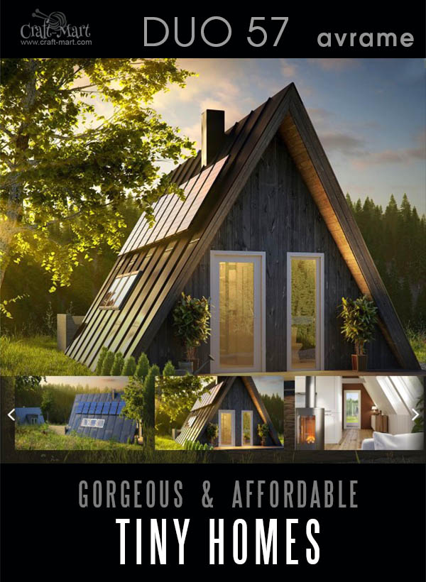 Avrame DUO 57 is a durable structure that packs a ton of smart functionality into the tiny floor plan. Yes, this tiny cute house can be off-grid and well hidden from the civilization.