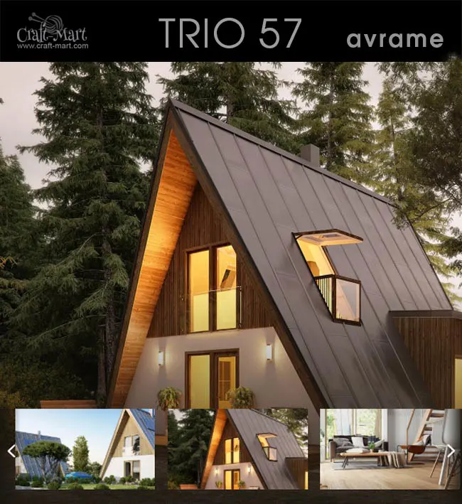 Avrame TRIO 57 Prefab Tiny House Another Avrame model home for "off the grid" living anywhere on the planet. Read this Avrame review. #tinyhouse #tinyhouseplans 