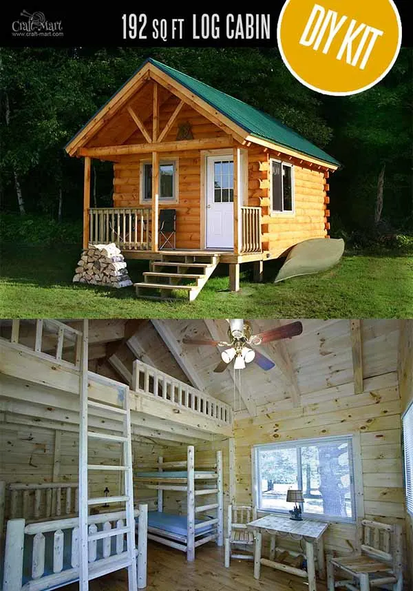 Gateway Log Cabin by Coventry Log Homes - quality tiny log cabin kits and pre-built cabins that you can afford! Choose from a few options of pre-built cabins to small log cabin kits that you'll be able to assemble in 3-4 weeks saving on labor close to 1/3 of the total cost. #tinyhouses #logcabins 