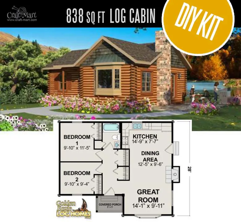 Red Lake Log Cabin by Golden Eagle Log & Timber Homes - quality small log cabin kits and pre-built cabins that you can afford! Choose from a few options of pre-built cabins to small log cabin kits that you'll be able to assemble in 3-4 weeks saving on labor close to 1/3 of the total cost. #tinyhouses #logcabins #countryliving