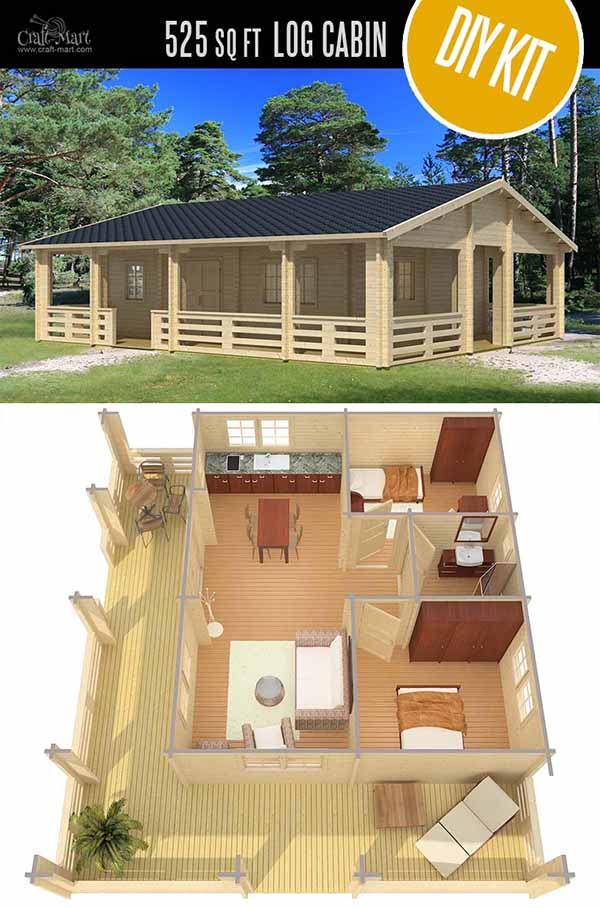 Riopas Cabin/Home by EZ Log Structures - quality small log cabin kits and pre-built cabins that you can afford! Check out these Estonian super quality cabin homes that are even more affordable than US-made log cabins! #tinyhouses #logcabins #countryliving