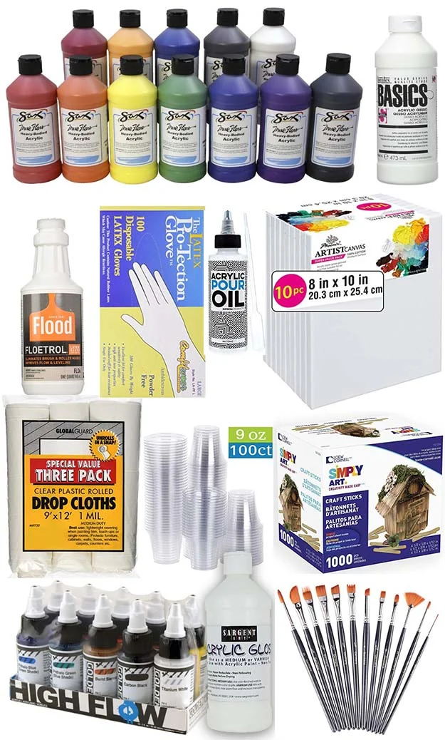 The Best Value Acrylic Paint Pouring Supplies! - What and Where To Buy -  Canvas In Common