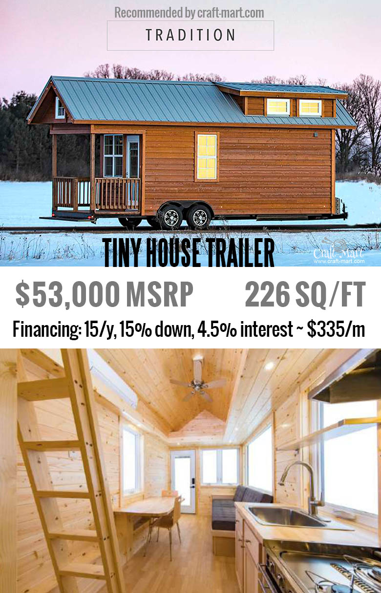 Tradition tiny home model - tiny house trailer interior and floorplan