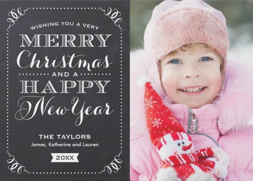 Christmas Cards Ideas to Cheer Up your Family and Friends - Chalkboard Style with Cute Christmas Photos