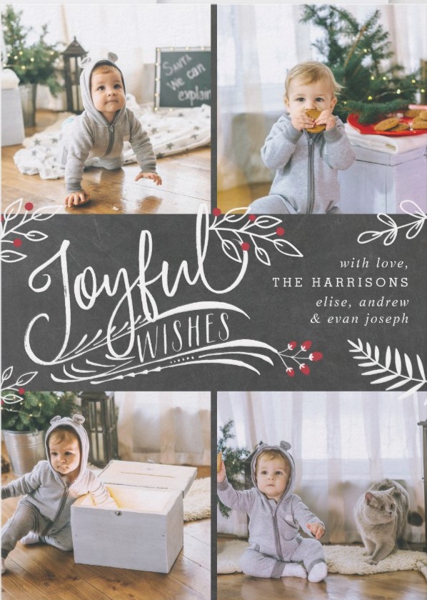 Christmas Cards Ideas to Cheer Up your Family and Friends - Chalkboard Style with Cute Christmas Photos.