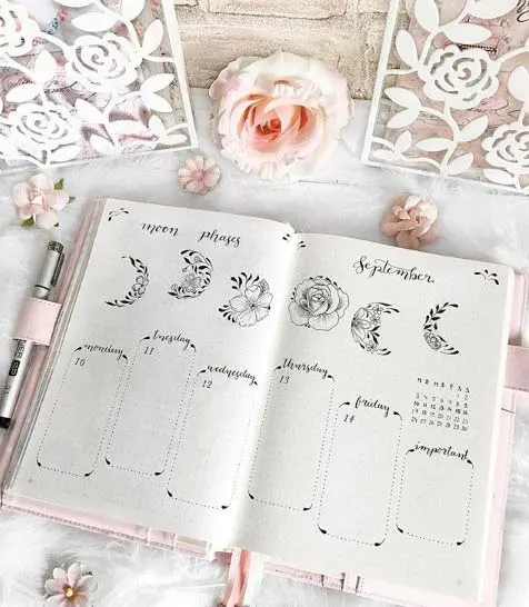 Fall bullet journal page ideas - phases of the moon #bujo #bulletjournal 