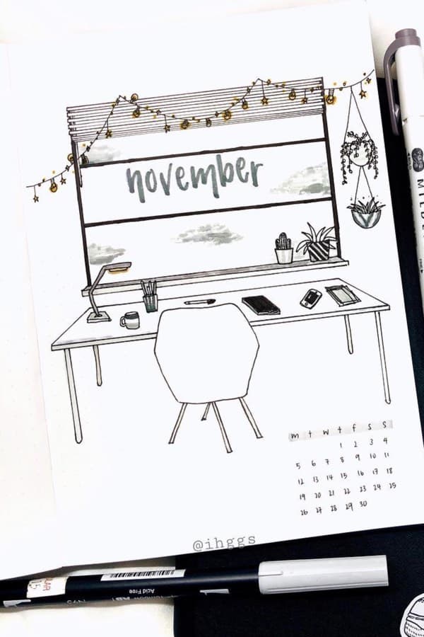 November Bullet Journal Cover