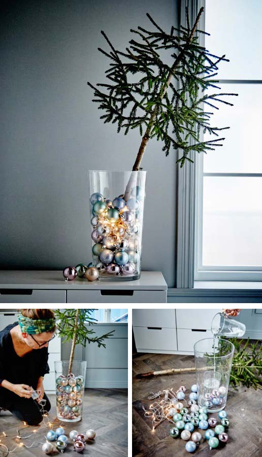 Homemade Christmas Decoration Ideas - minimalistic holiday decor, tree in a vase, cmas decorations, handmade Christmas decorations, christmas decoration ideas diy, outdoor christmas decoration ideas, #christmasdecorationideas 