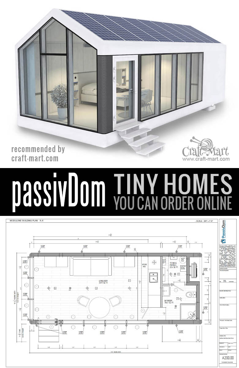 3D-printed prefab modern tiny house PassivDom floorplan