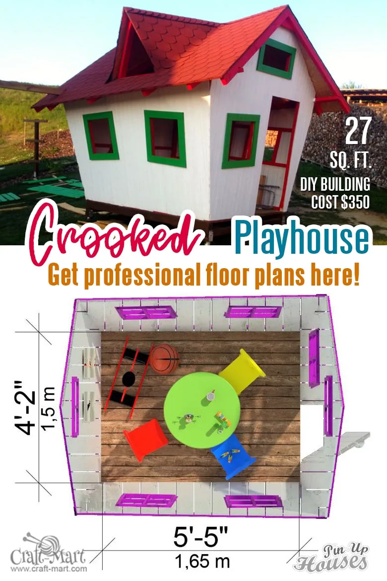 affordable crooked playhouse plans with a list of the materials