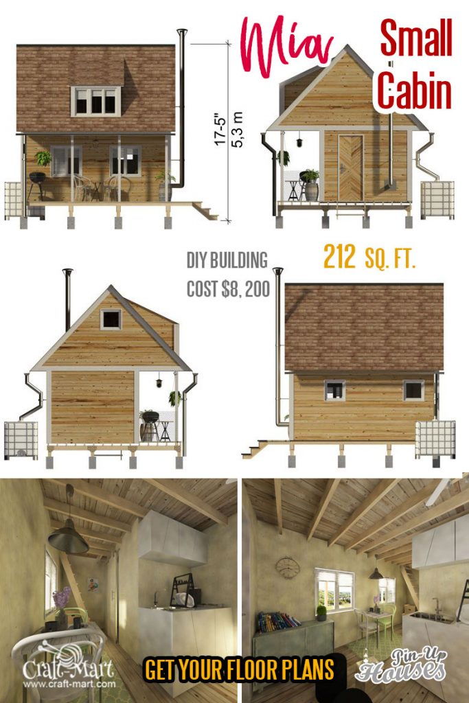 small cabin plans with loft and porch Mia