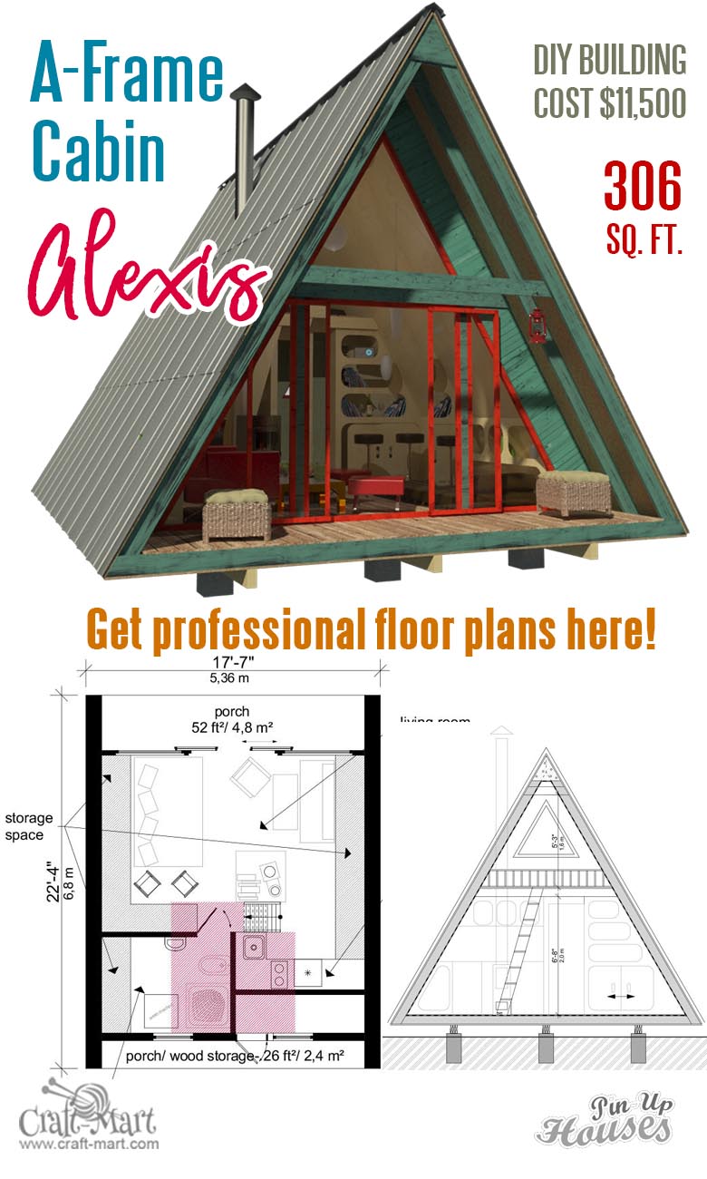 A-frame small house plans under 400 sq ft