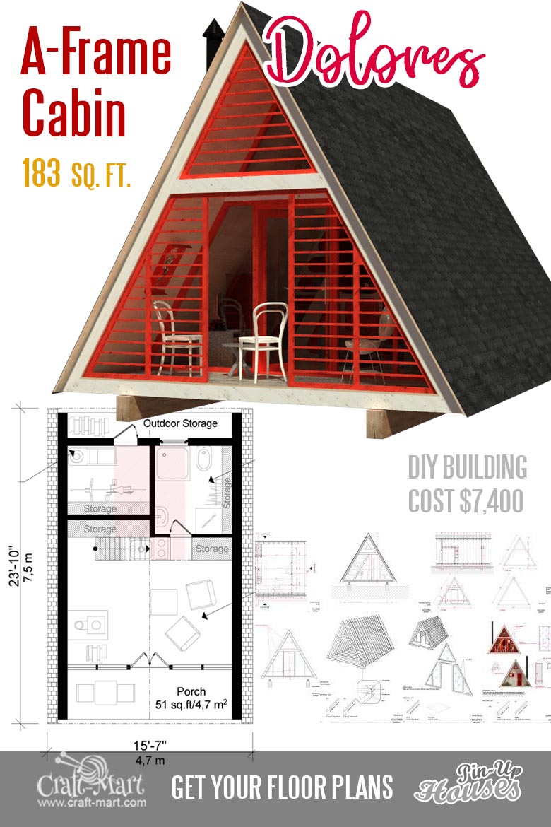 Cute Small Cabin Plans  A Frame  Tiny House  Plans  Cottages 