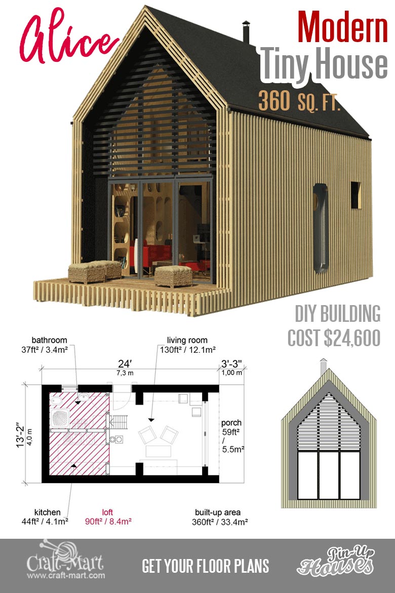 Cute Small Cabin Plans (A-Frame Tiny House Plans, Cottages, Containers