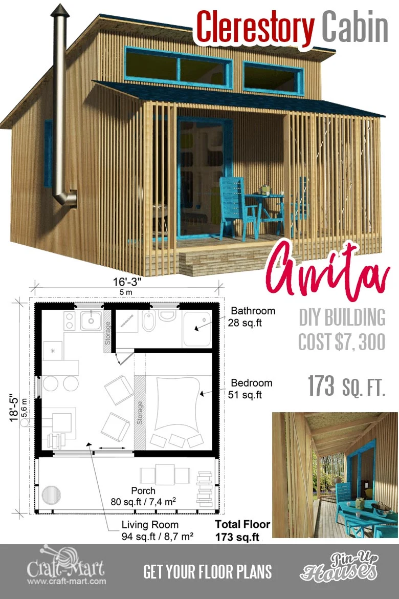Small clerestory cabin plans - Anita