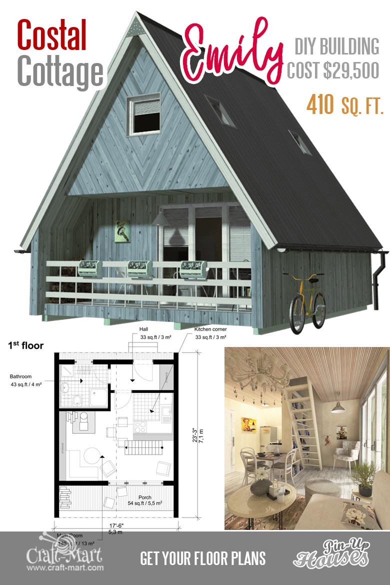 Cute Small Cabin Plans (A-Frame Tiny House Plans, Cottages, Containers