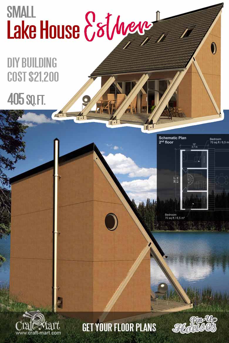 Half A-frame house - set of floor plans