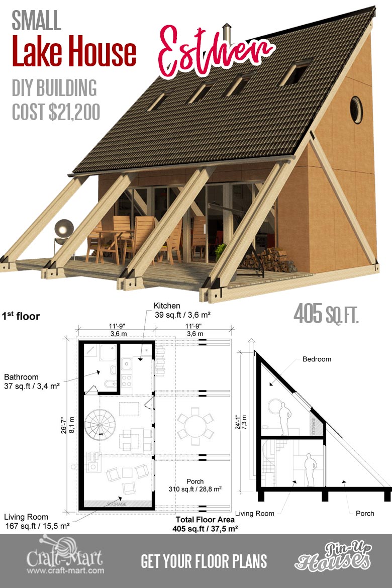 Esther - lake house small cabin plans 