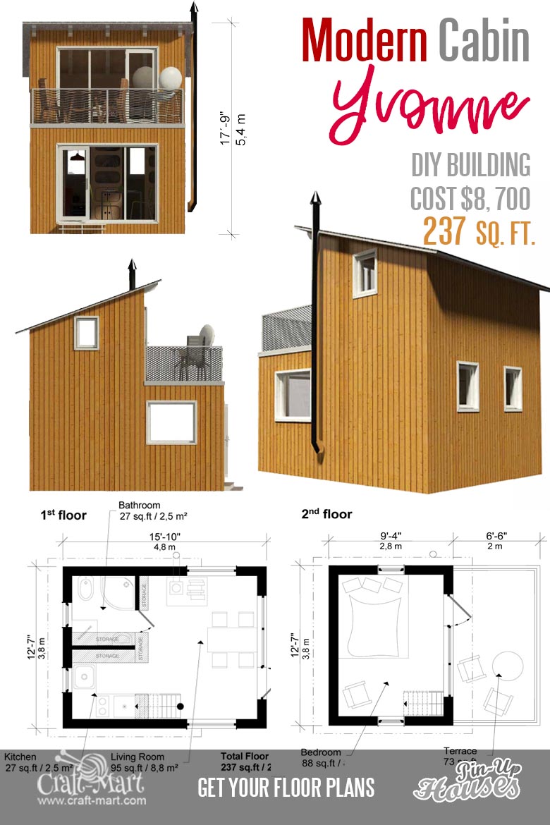 2 Bedroom Cabin With Loft Floor Plans : Very detailed materials list, awesome floor plan, and