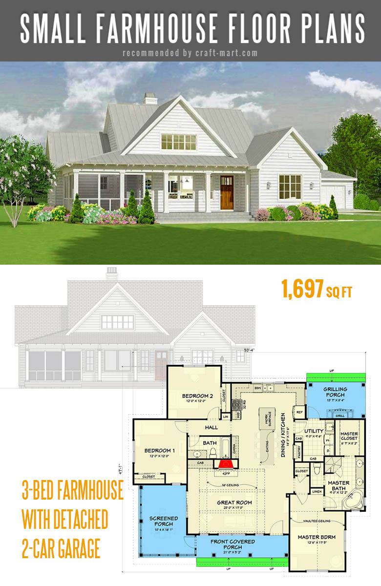 small modern farmhouse design with a porch