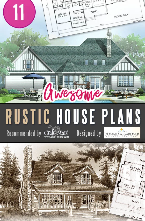 11 Rustic House Plans for Empty Nesters. These home plans can be customized by professional US architects. Make your farmhouse dream a reality! #rustichomeplans