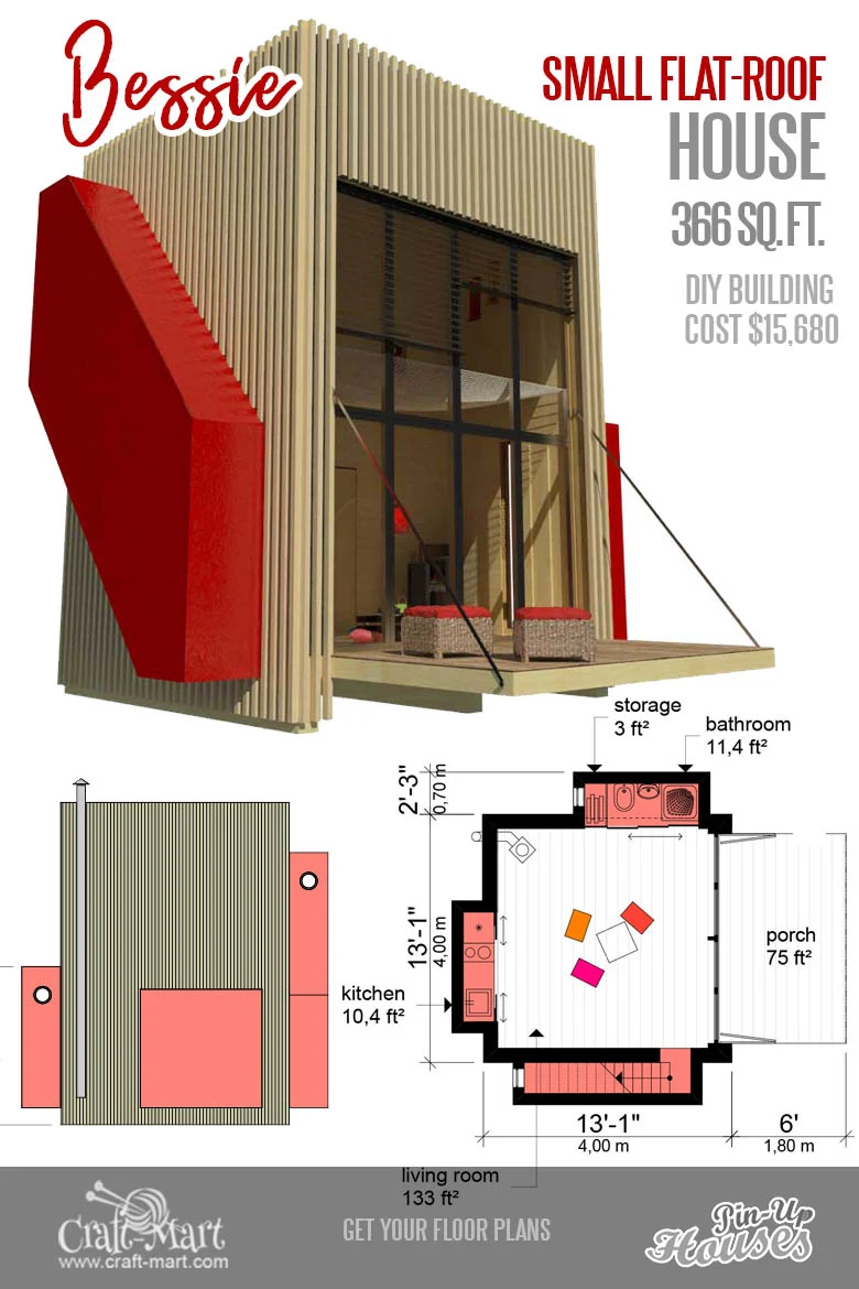 tiny house plans with flat roof