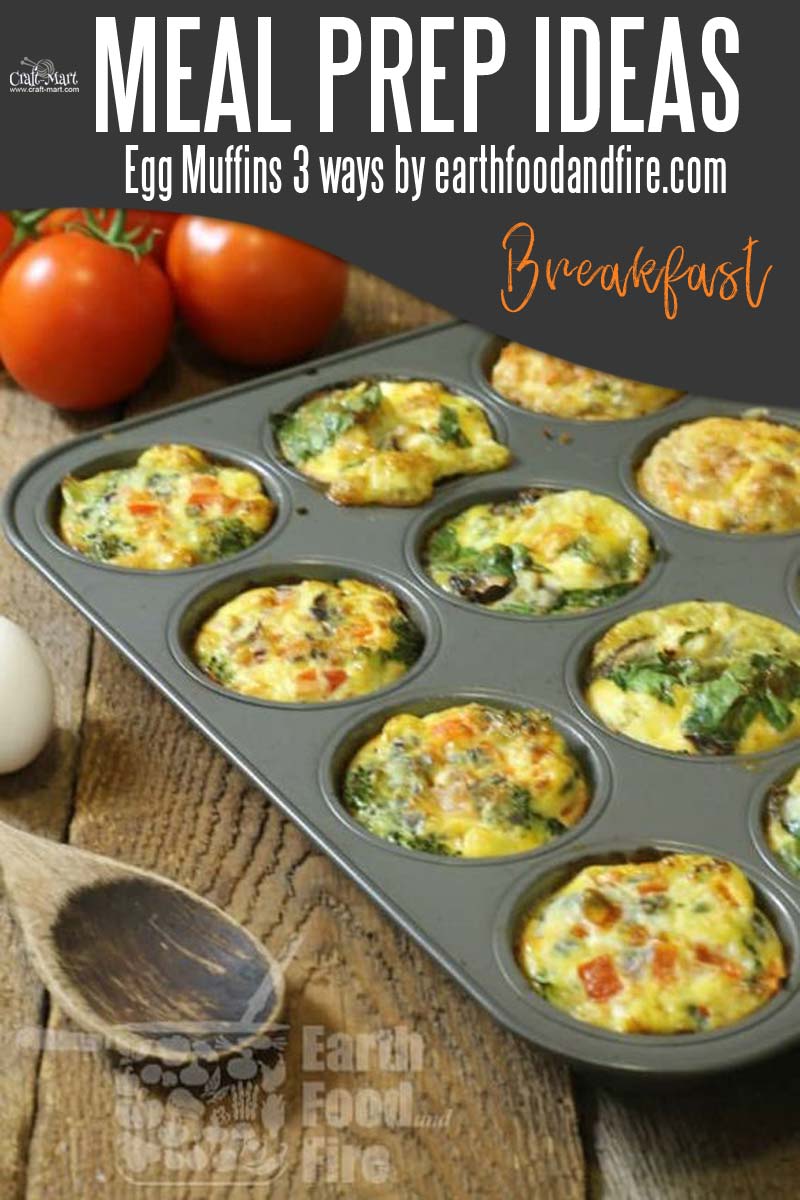 Easy and Healthy Breakfast Meal Prep Ideas that will save you time and money - egg muffins 3 ways so it never gets boring! Prepare them once and use all week to have stress-free mornings! #easymealprepideas #healthymealprepideas #mealprep #mealpreprecipes