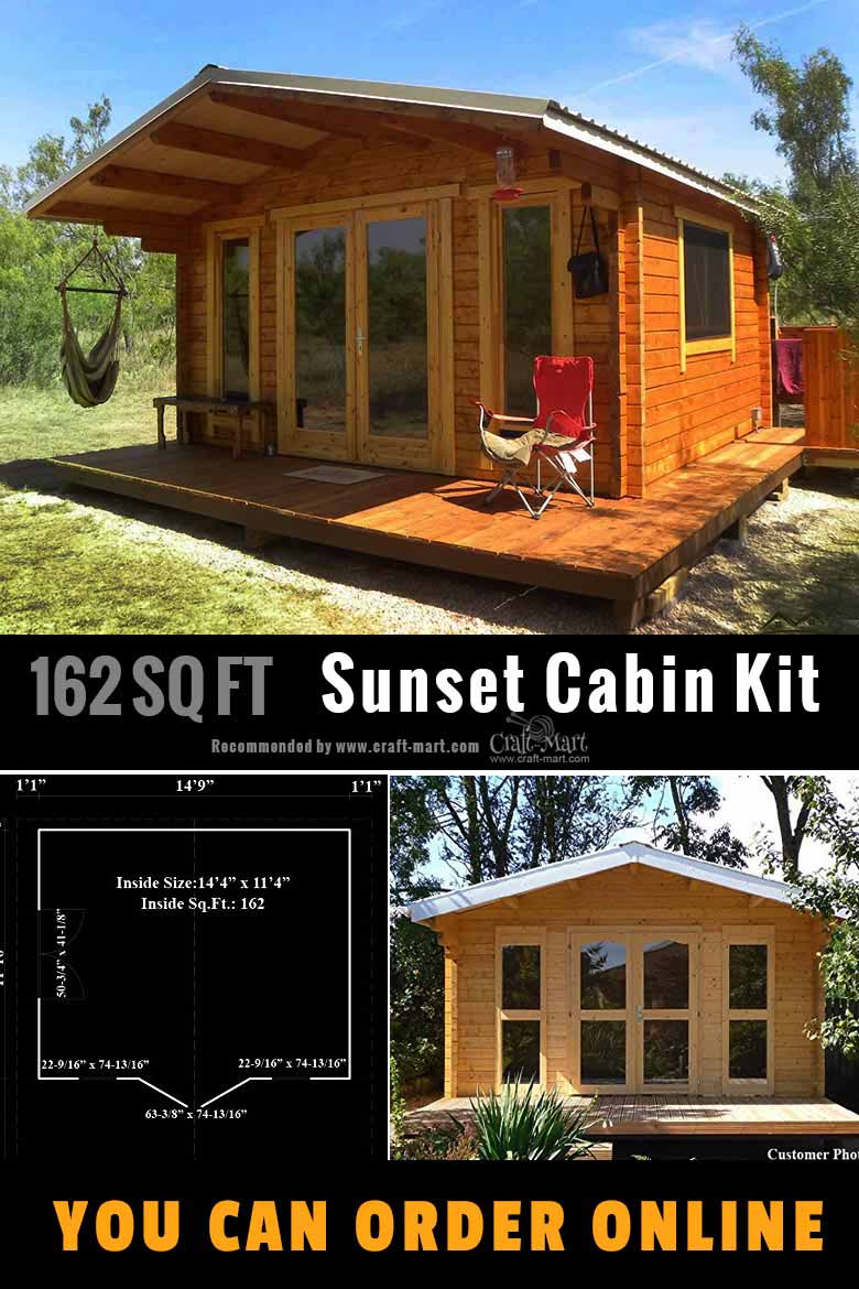 Sunset tiny cabin kit made of solid wood