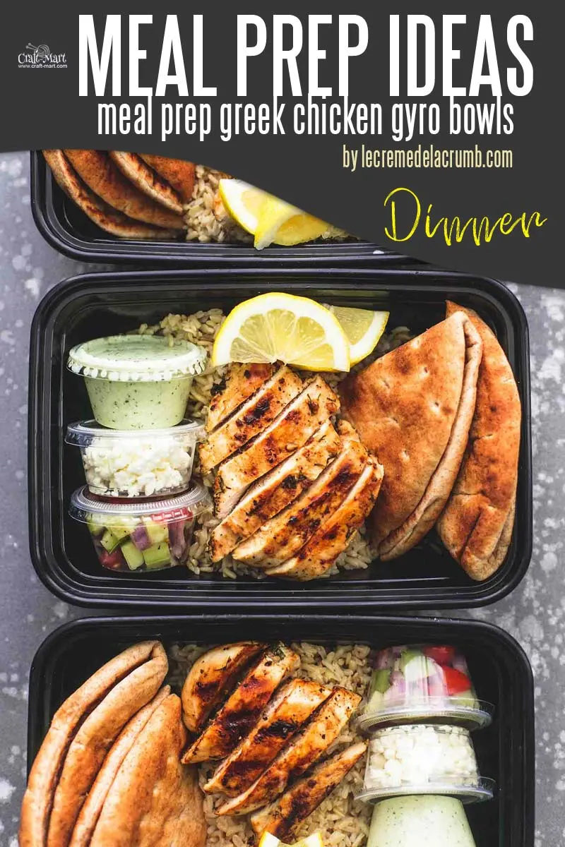 Easy and Healthy Dinner Meal Prep Ideas that will save you time and money - Are you dreaming of a healthy, delicious meal that is ready when you are? Try yummy Greek Chicken Gyro Bowls. It feels like traveling to Greece to enjoy authentic food without leaving your house. #easymealprepideas #healthymealprepideas #mealprep #mealpreprecipes