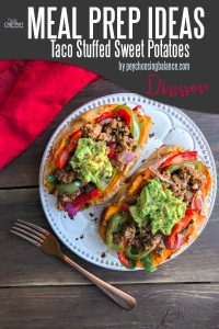 Easy and Healthy Dinner Meal Prep Ideas that will save you time and money - As a clever take on a classic taco, this easy meal prep recipe is as tasty as it is genius. Meal prep hack: make sweet potatoes a few days ahead then just reheat to pair with the meal. #easymealprepideas #healthymealprepideas #mealprep #mealpreprecipes