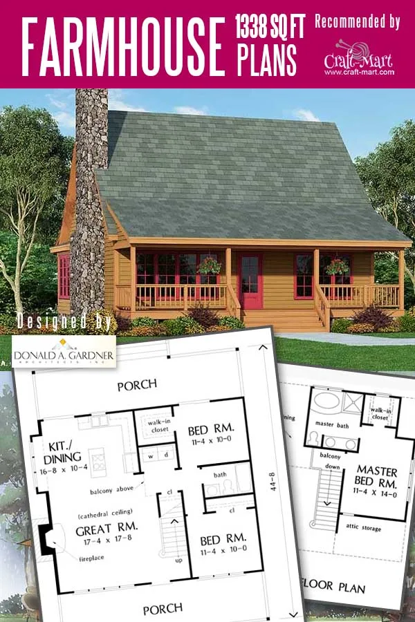Rustic home plan with a porch