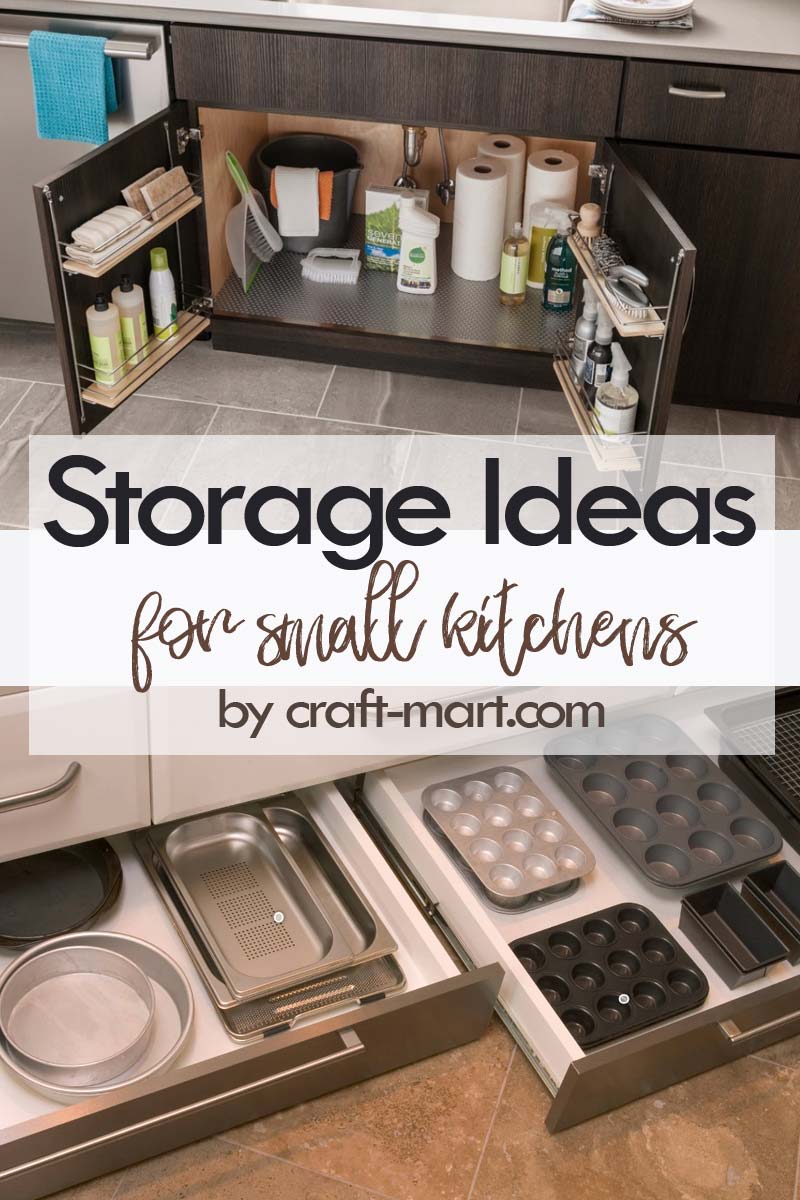 Clever Storage Ideas for Small Kitchens - under the sink storage and baking sheets organization #kitchenstorageideas #kitchenorganizationhacks #kitchencabinetstorage #smallspaceorganization