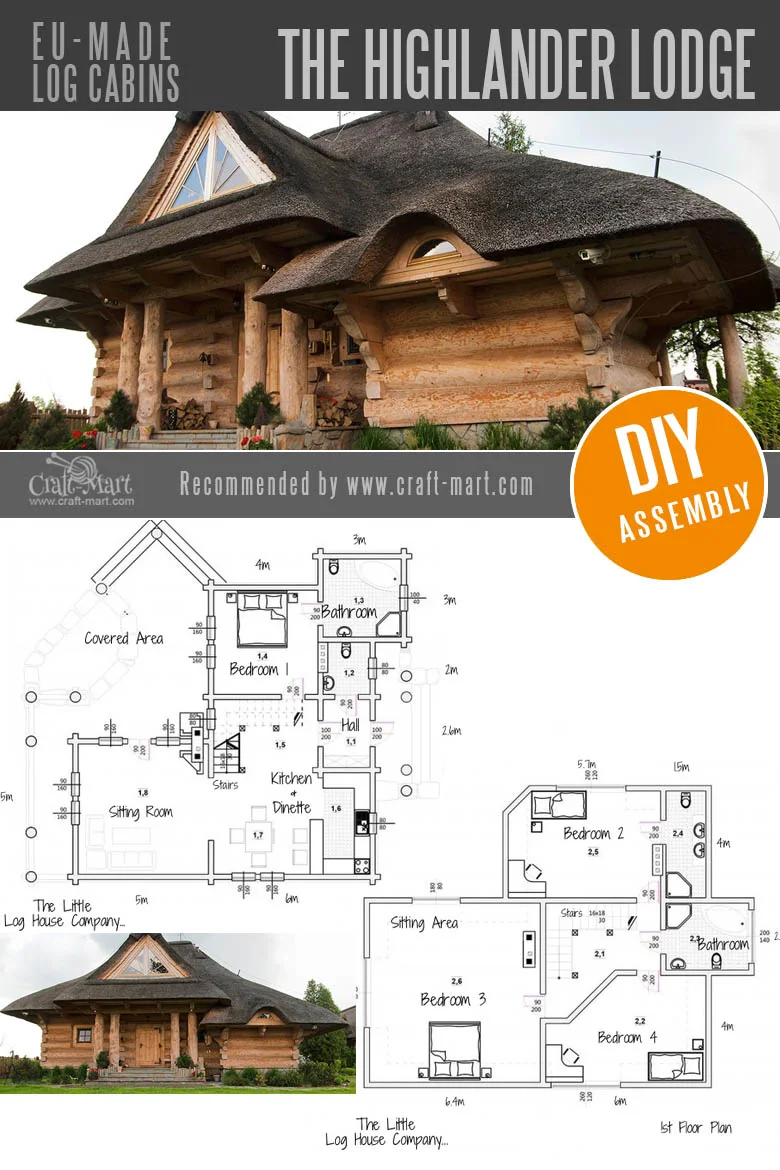 log cabin homes - The Highlander Lodge by The Little Log House Company