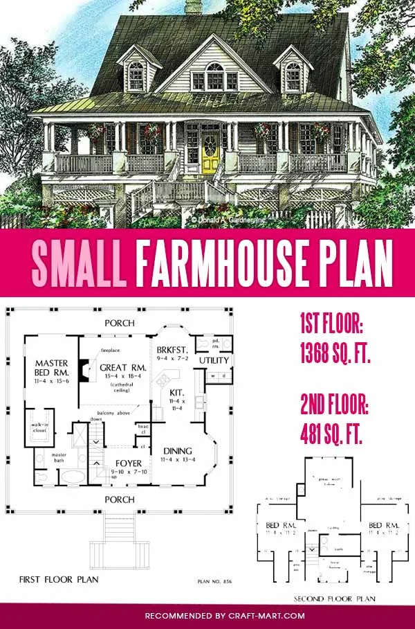 modern plan of a farmhouse with covered porch