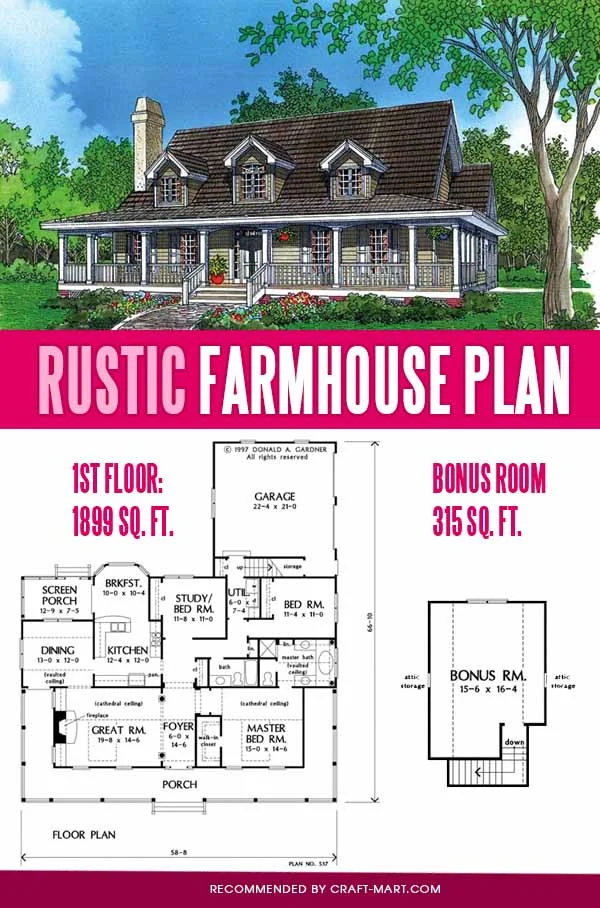 single story rustic farmhouse plan