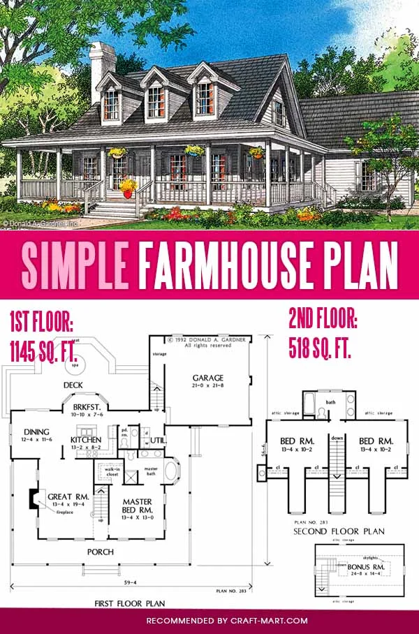 simple farmhouse plan for empty nesters