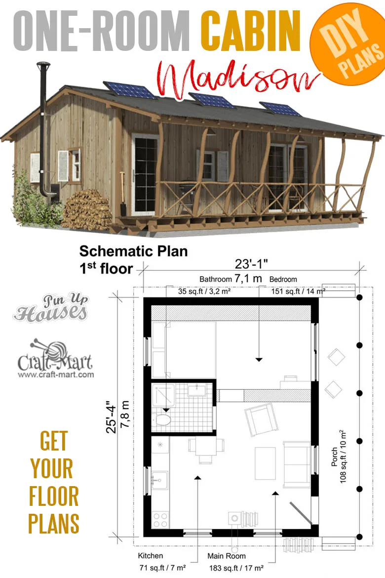 One Room Cabin Plans Madison