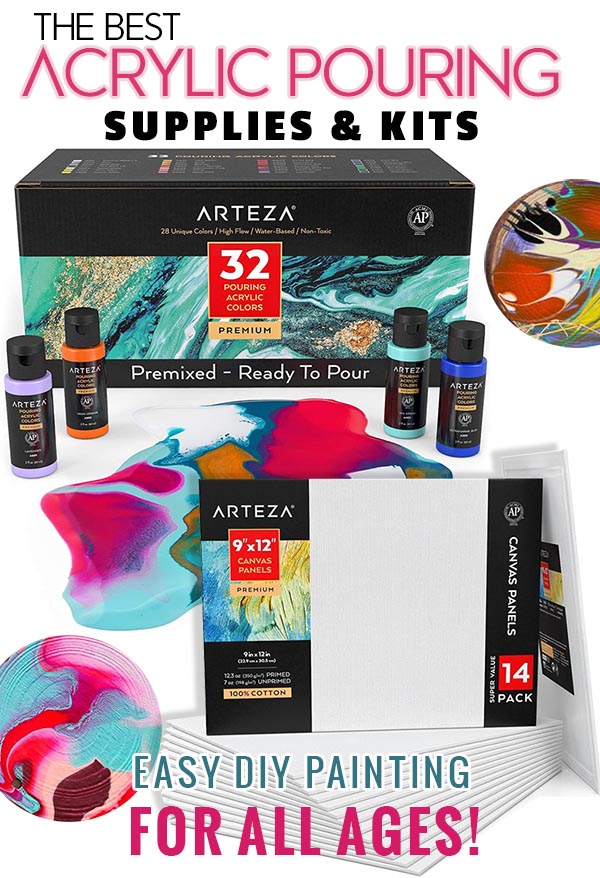 acrylic pour painting supplies kit from Arteza