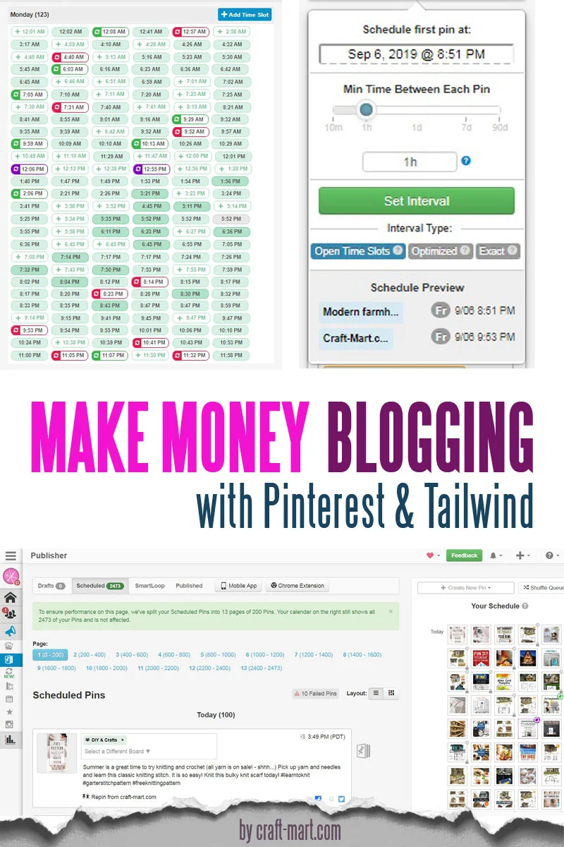 creative ways to make money blogging with Pinterest and Tailwind by craft-mart.com - Do you need to learn how to make extra money fast? Learn how to make money blogging for beginners and how to create passive income blogging and make money online from home; great retirement income ideas, online jobs for stay at home moms, work from home jobs for college students #creativewaystomakemoney #waystomakemoneyonlinefromhome #makemoneyblogging