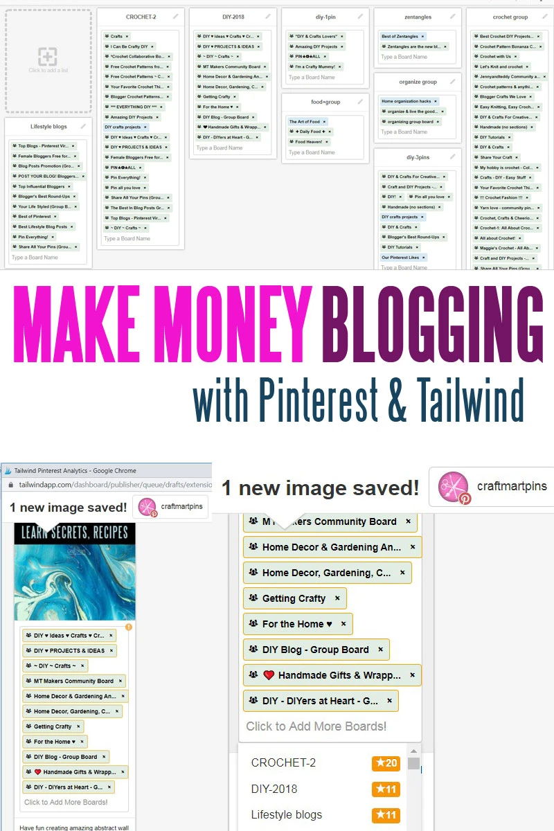 creative ways to make money blogging with Pinterest and Tailwind by craft-mart.com - Do you need to learn how to make extra money fast? Learn how to bring traffic and monetize your blog using Pinterest and Tailwind batch scheduling; great retirement income ideas, online jobs for stay at home moms, work from home jobs for college students #creativewaystomakemoney #waystomakemoneyonlinefromhome #makemoneyblogging