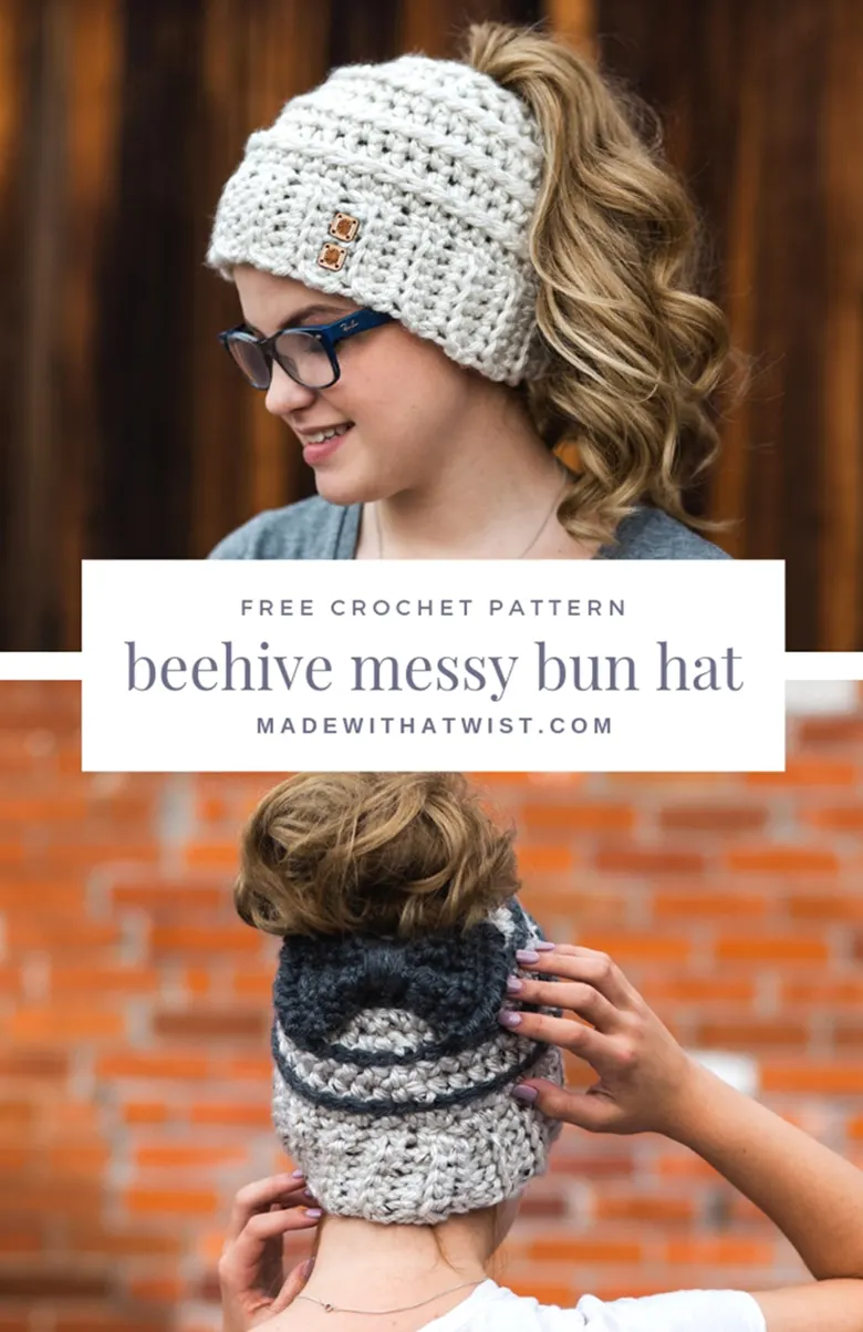 Beehive Messy Bun Hat by Made With A Twist