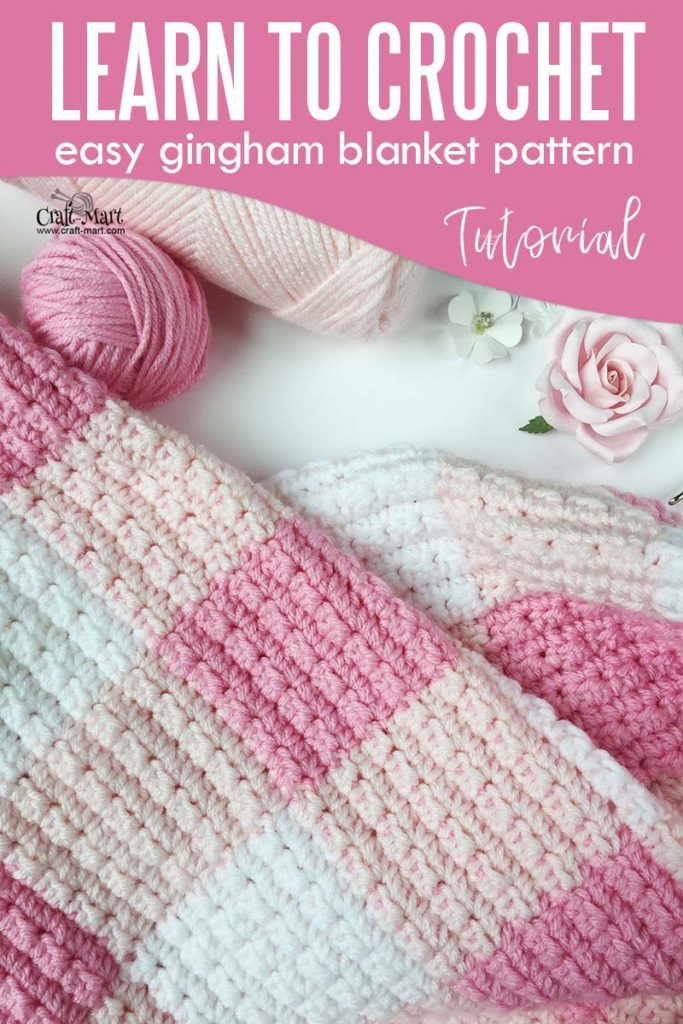 Crochet Baby Blanket Pattern (pink gingham free and easy) CraftMart