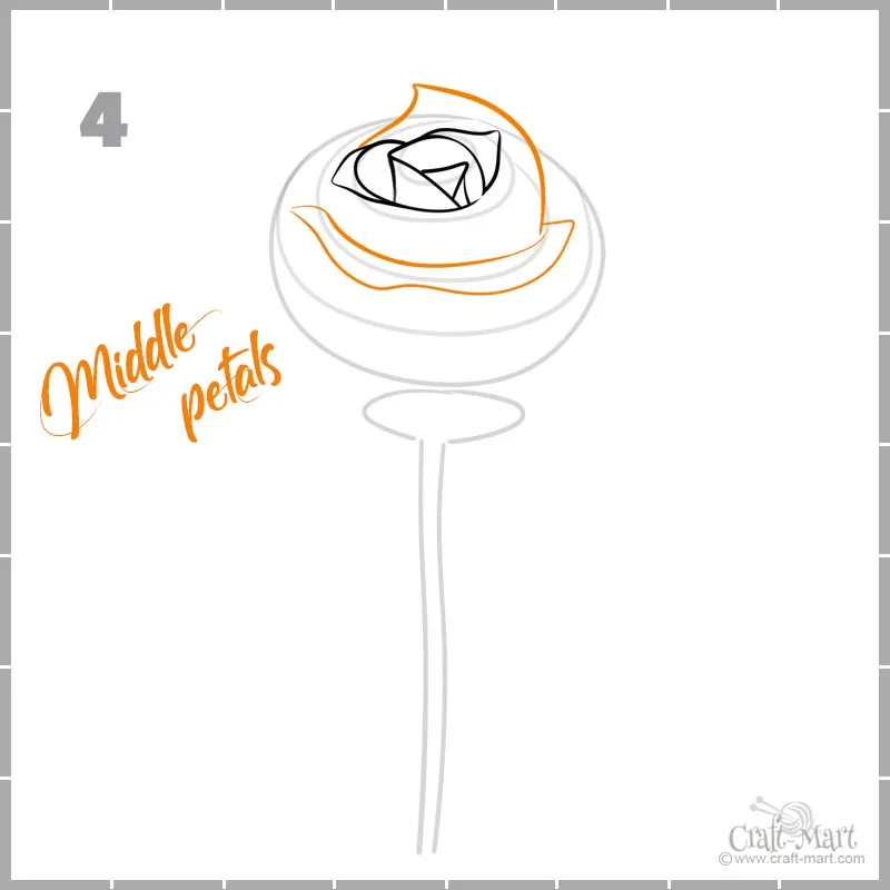 drawing a rose petals - the middle layer
