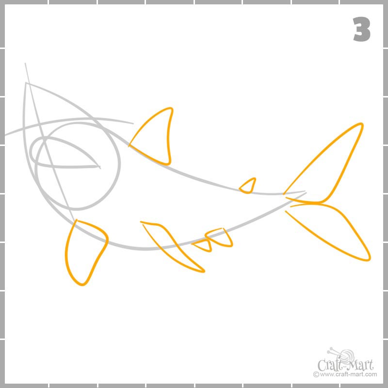 Learn how to draw shark's fins and tail outlines