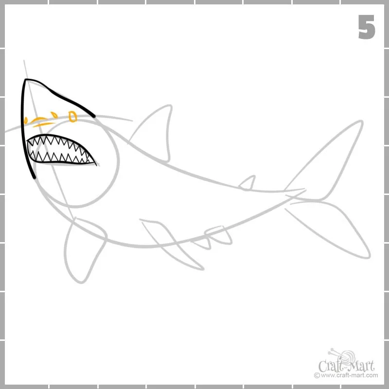 how to draw a great white shark step by step for kids