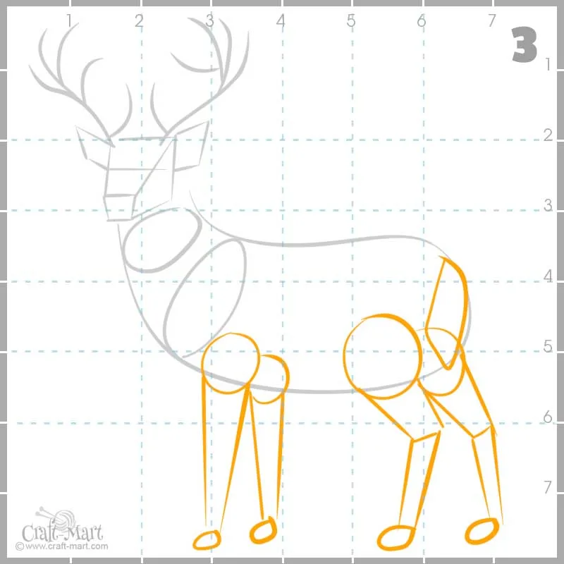 drawing deer's legs using guides