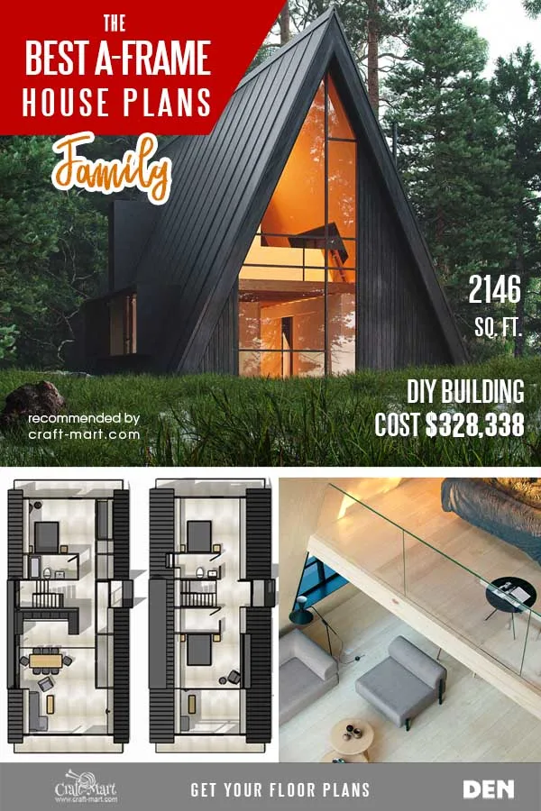 3-bedroom A-frame house with 2 bathrooms