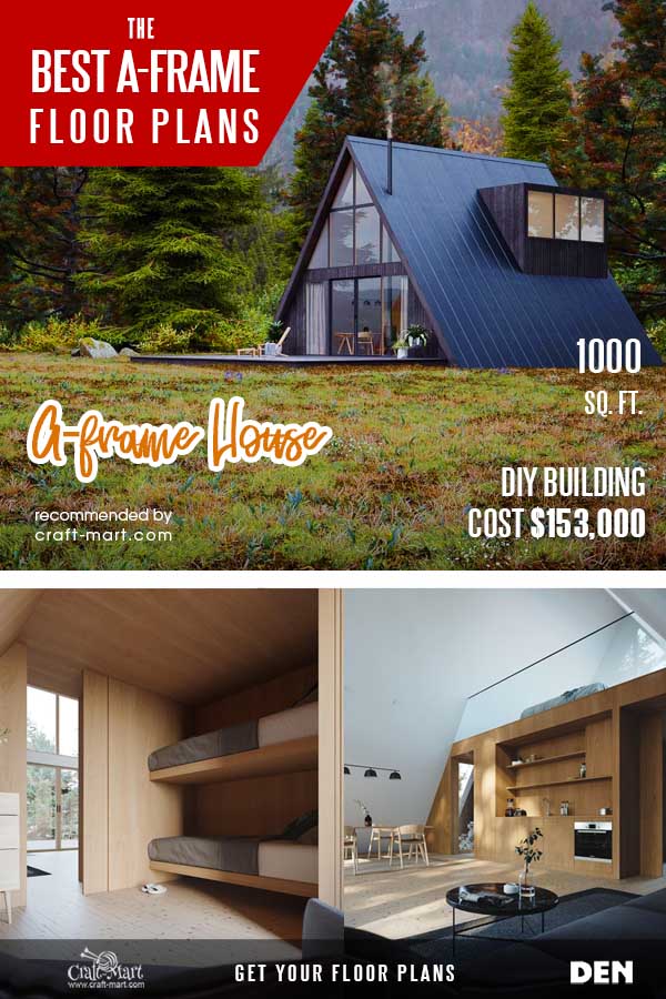 A-frame house is designed to accommodate 4 people